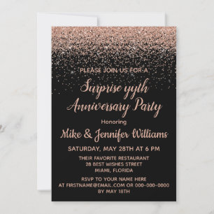 Aangepaste verrassingsjubileumfeest Black Rose Gou Kaart