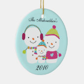 Aangepaste versie van Aangepaste Snowman Family Or Keramisch Ornament (Rechts)