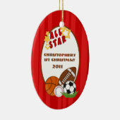 Aangepaste versiering Alle Star Red Keramisch Ornament (Rechts)