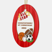 Aangepaste versiering Alle Star Red Keramisch Ornament (Links)