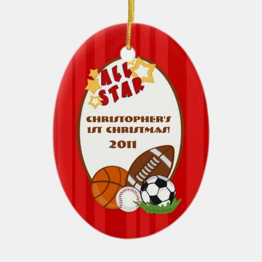 Aangepaste versiering Alle Star Red Keramisch Ornament (Voorkant)