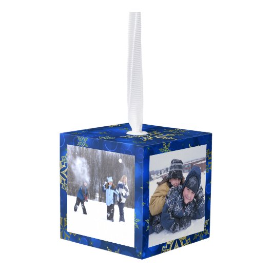 Aangepaste versiering van 4 foto-kubusbeelden kubus ornament (Achter hoekig)