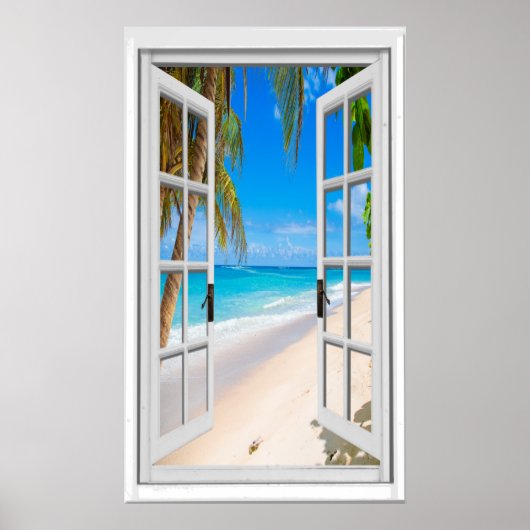 Aangepaste Vertical Beach en Ocean Window Uitzicht Poster (Voorkant)
