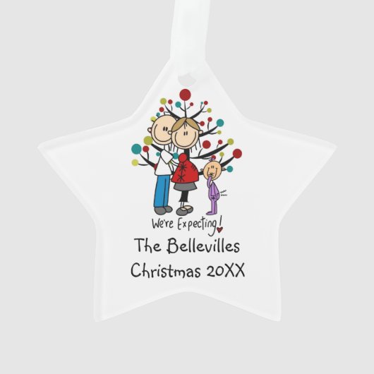 Aangepaste Verwachte Paar en Meisje Acryl Ornament (achterkant)