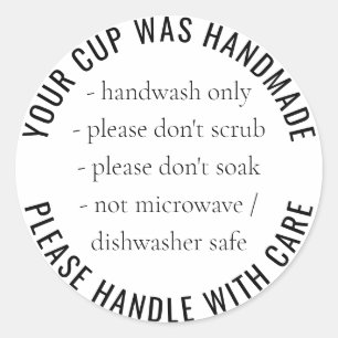 Aangepaste verzorgingsinstructies voor vinylbeker ronde sticker