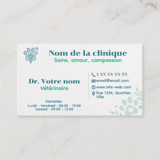 Aangepaste veterinaire visitekaart visitekaartje