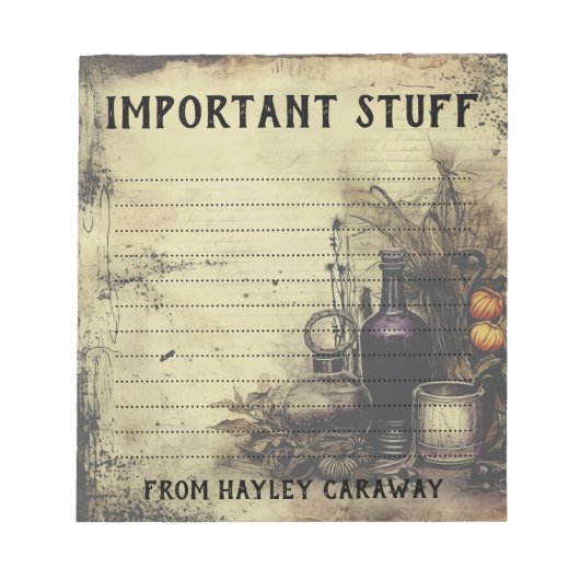 Aangepaste  Victoriaans Gotische Potion Halloween Notitieblok (Voorkant)