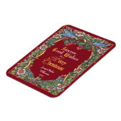 Aangepaste Victoriaans kerstflora Bird Burgundy Magneet (Linkerzijde)