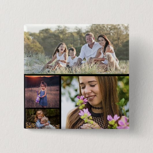 Aangepaste vier foto-Button Vierkante Button 5,1 Cm (Voorkant)
