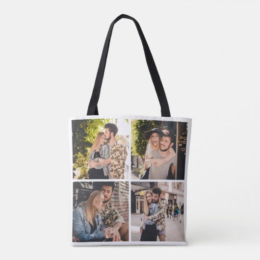 Aangepaste vier foto collage Canvas tas (Achterkant)