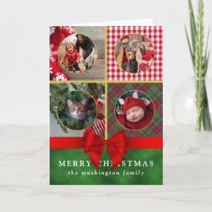 Aangepaste vier foto familie kerst Kaart