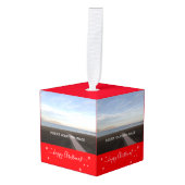 Aangepaste vier kerstfoto's kubus ornament (Voorkant hoekig)