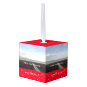 Aangepaste vier kerstfoto's kubus ornament (Achter hoekig)