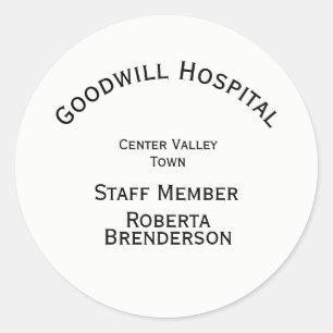 Aangepaste vier regels tekst op wit ronde sticker