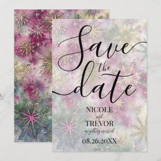 Aangepaste Viering Sneeuwvlokken Winter Huwelijk Save The Date