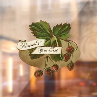 Aangepaste Vintage Aardbeien Fruitwinkel Restauran Raamsticker