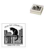 Aangepaste vintage bibliotheekkat, boek 	rubberstempel (Gestempeld)
