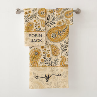 Aangepaste Vintage Bloemige Verbrande Oranje Paisl Bad Handdoek