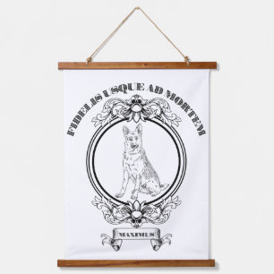 Aangepaste vintage Duitse herder crest - Donkere A Hangend Wandkleed