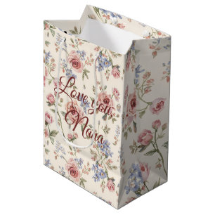 Aangepaste vintage elegante roze roos bloemendecou medium cadeauzakje