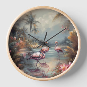 Aangepaste Vintage Flamingo Tropische Lagune Kunst