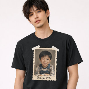 Aangepaste Vintage Foto En Jaar Nostalgische Verja T-shirt