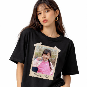 Aangepaste vintage foto en jaar nostalgische verja t-shirt