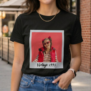 Aangepaste vintage foto en jaar nostalgische verja t-shirt