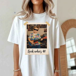 Aangepaste vintage foto en jaar nostalische verjaa t-shirt