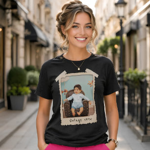 Aangepaste Vintage Foto Verjaardag T-shirt