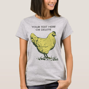 Aangepaste Vintage Gele Hen Kip Pluimveehouderij T-shirt