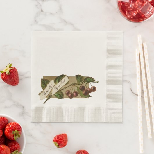 Aangepaste Vintage Kersen Retro Fruit Oude School Servet (Insitu)