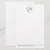Aangepaste vintage krans monogram briefpapier (Voorkant / Achterkant)