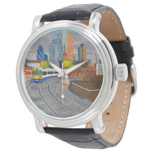 Aangepaste vintage lederen London Overground-horlo Horloge