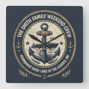 Aangepaste vintage meerboot familie bemanning klas vierkante klok