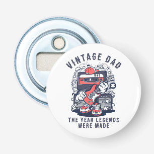 Aangepaste Vintage Papa Legende Jaar Retro Cassett Button Flesopener
