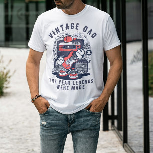 Aangepaste Vintage Papa Legende Jaar Retro Cassett T-shirt
