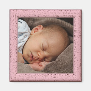Aangepaste vintage pastelroze nep houten lijst magneet