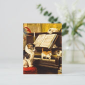 Aangepaste vintage pianoles Moederkat & Kittens Briefkaart (Staand voorkant)