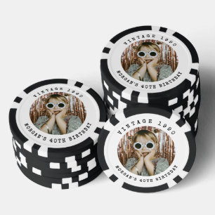 Aangepaste Vintage Retro Foto Verjaardag Poker Chips