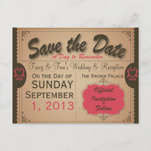 Aangepaste Vintage Save the Date Briefkaart