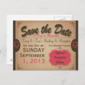 Aangepaste Vintage Save the Date Briefkaart (Voorkant / Achterkant)