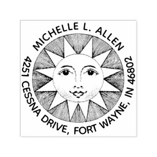 Aangepaste vintage zon gezicht ronde retouradres zelfinktende stempel