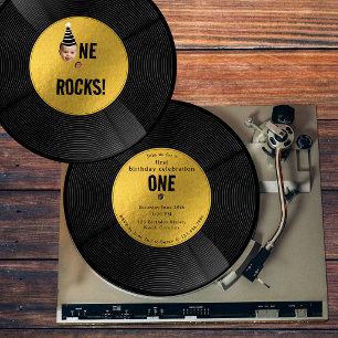 Aangepaste vinylplaat muziek Eén Rocks verjaardags Kaart