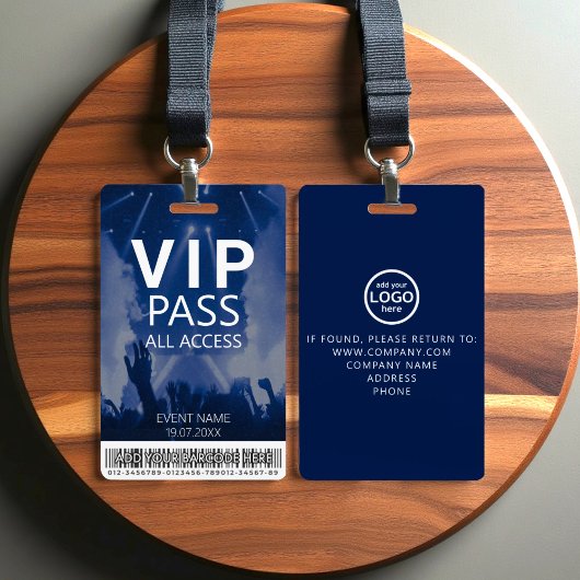Aangepaste VIP All Access Blue Badge met Barcode
