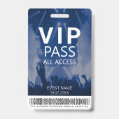 Aangepaste VIP All Access Blue Badge met Barcode (Front)