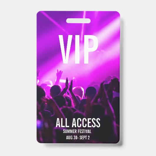 Aangepaste VIP All-Access Concert Event Pas Paars Badge (Voorzijde)
