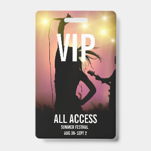 Aangepaste VIP All-Access Concert Event Pas Vrouw Badge
