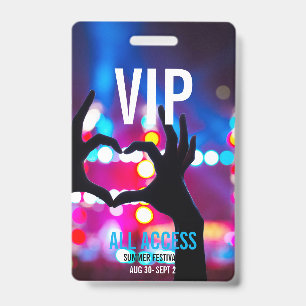 Aangepaste VIP All-Access Concert Event Pass Heart Badge