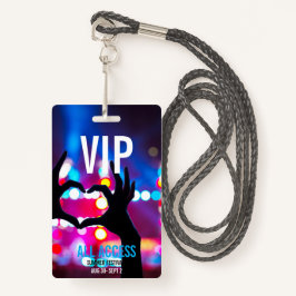Aangepaste VIP All-Access Concert Event Pass Heart Badge